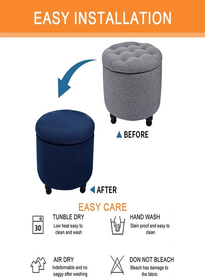 غطاء عثماني دائري من لوسينويرت، قابل للتمدد، ناعم، مناسب لتخزين القدمين، غطاء عثماني قابل للطي، غطاء كرسي قابل للطي، واقي أثاث، لون أزرق داكن، ديكور منزلي - Image 4